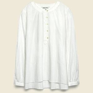 Alex Mill Top Blouse Easy Popover Swiss Dot Blouse White Timeless Basic Classic
